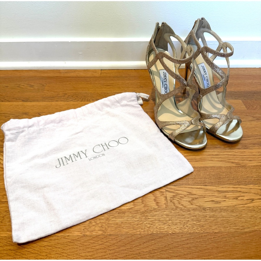 Jimmy Choo Leslie Glitter Metallic Leather Sandals – EU 37.5 - Picture 11 of 11